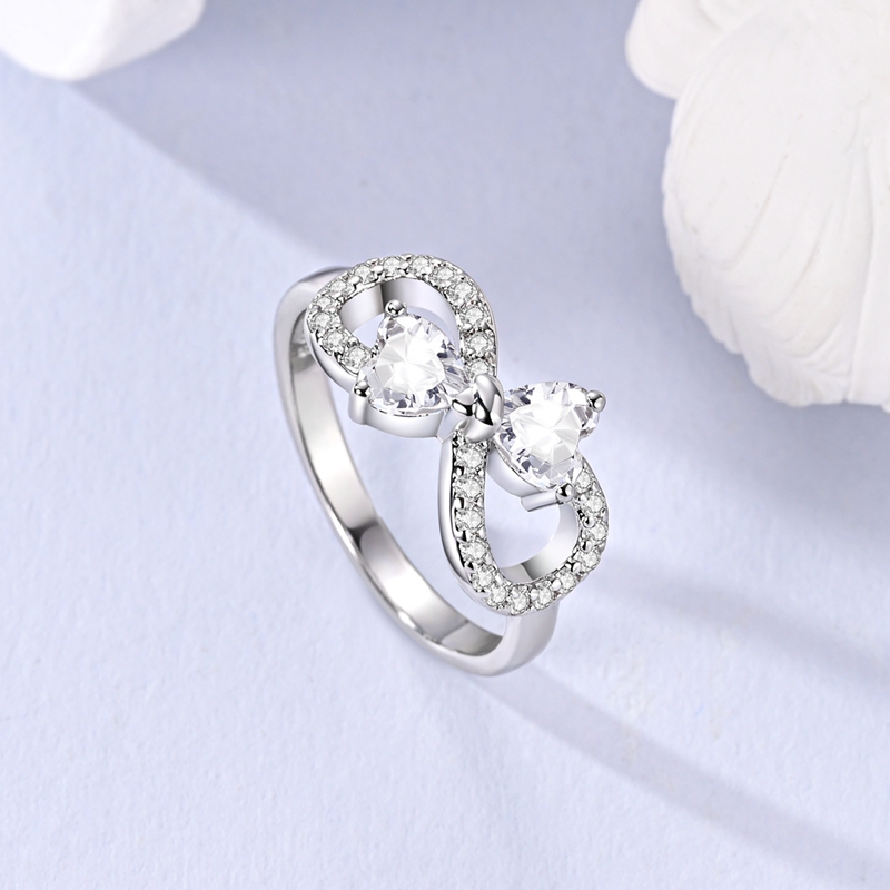 Women's 925 Silver Eternal Bow Ring, Heartfelt Gift